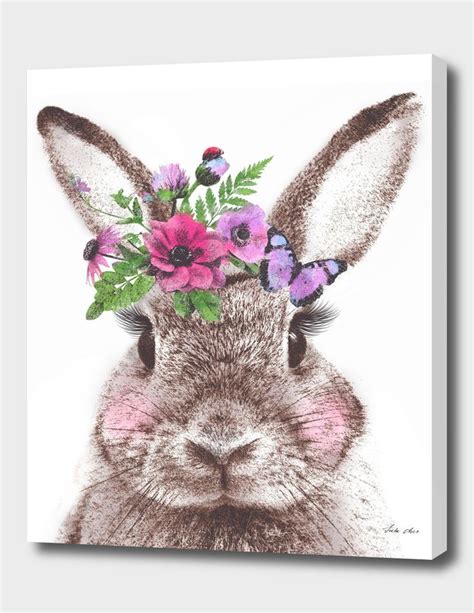 Bunny With Flowers Canvas Print By 2lips Exclusive Edition From 59