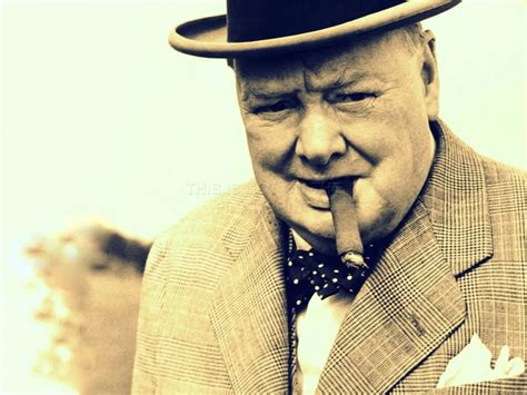 Vintage Photo Winston Churchill Cigar Portrait Britain Silk Poster