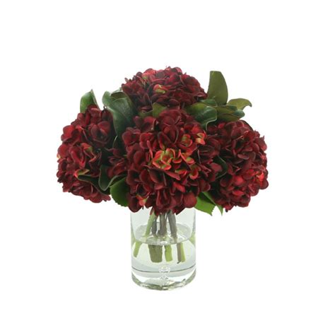 Creative Displays Inc Hydrangeas And Magnolia Leaves In Glass Vase