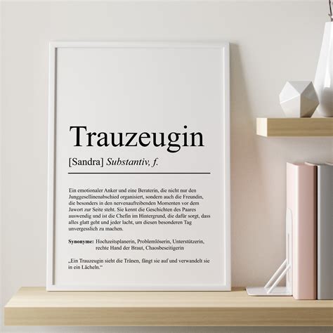 Trauzeugin Definition Poster Personalisierbar Mit Namen Treuzeugin