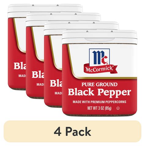 4 Pack McCormick Non GMO Kosher Pure Ground Black Pepper 3 Oz Can