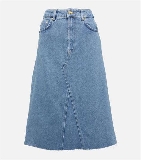 Denim Midi Skirt In Blue Ganni Mytheresa