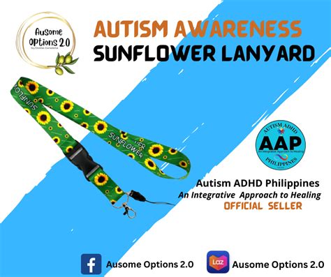 Autism Sunflower Lanyard Sold Per Piece Bringing Awareness To Hidden