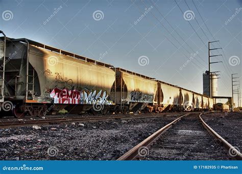 Train cargo with graffiti. stock image. Image of load - 17182935