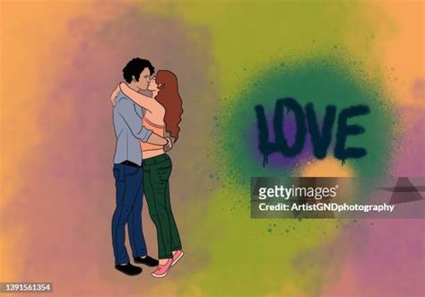 194 Couple Hugging Kiss Cartoon Stock Photos, High-Res Pictures, and ...