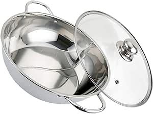 Amazon Yalych Hot Pot Stainless Steel Shabu Hot Pot Dual Sided Hot Pot With Divider And Lid