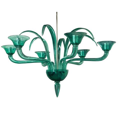 Contemporary Chandelier Gemma Verde Bottega Veneziana Blown Glass