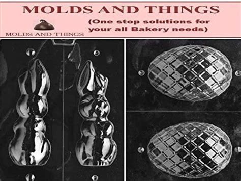 Molds And Things Large Hollow Flop Eared Bunny Chocolate Candy Mold And Lattice Egg Chocolate