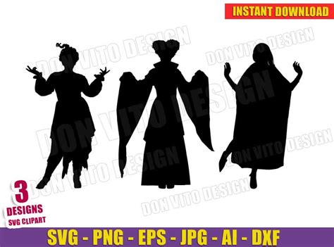 Halloween Sanderson Sisters Silhouettes SVG PNG files Cricut Best Design