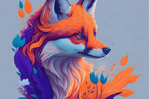 Fox Face in Designed for Art and Painting. Stock Illustration ...