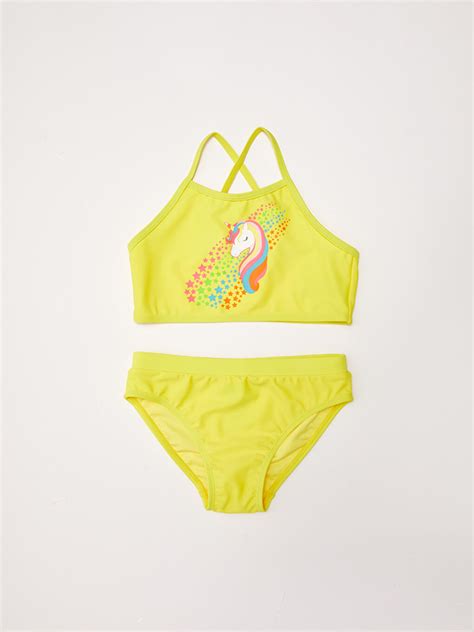 Sari Esnek Kuma Tan Bask L K Z Ocuk Bikini S Z Jtm Lcw