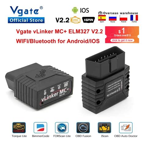 Vgate VLinker MC ELM 327 V2 2 Bluetooth 4 0 OBDII Car Scanner Wifi Auto