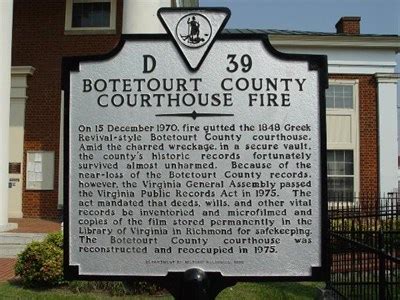 Botetourt County Courthouse Fire - Virginia Historical Markers on ...