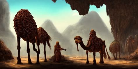 Bipedal Humanoid Dromedary As Village Merchants Stable Diffusion