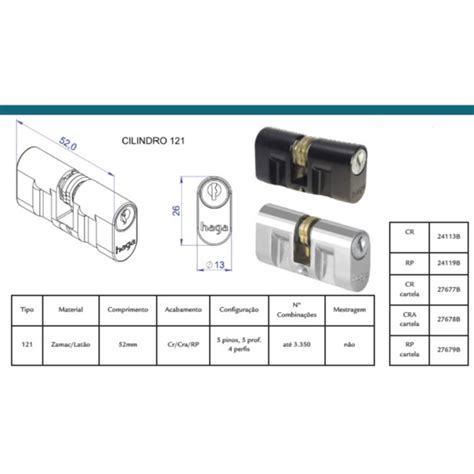 Cilindro 121 Monobloco Haga 52mm 27679b Leroy Merlin