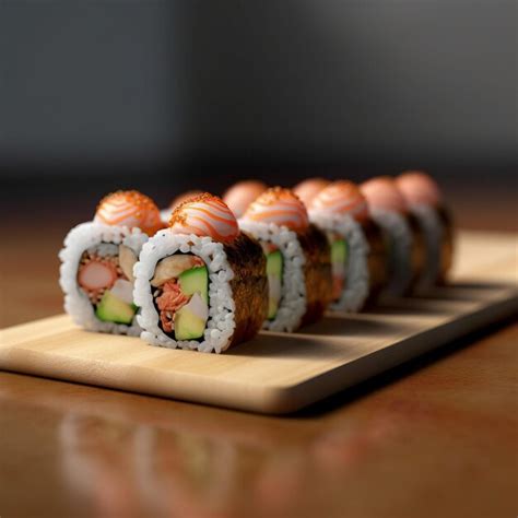 Premium AI Image | Close up of a sushi roll on a