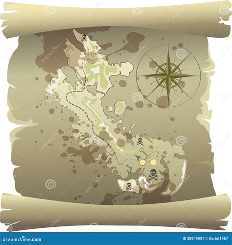 Mappa del pirata illustrazione vettoriale. Illustrazione di cartografia