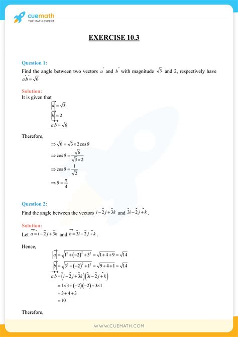 Ncert Solutions For Class 12 Maths Chapter 10 Vector Algebra Download Pdf