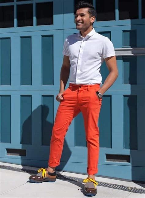 Mens Orange Pants Outfits 35 Best Ways To Wear Orange Pants