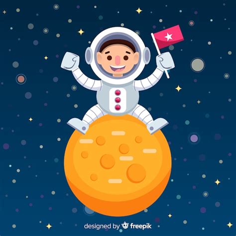 Personaje clásico de astronauta con diseño plano Vector Gratis