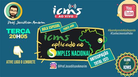 Icms Ao Vivo Icms Aplicado Ao Simples Nacional Aula Antecipa O