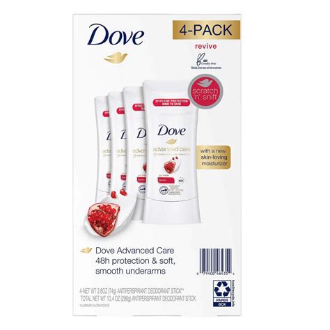 Dove Advanced Care Antiperspirant Deodorant Stick For Women Go Fresh Revive 26 Oz Alcohol