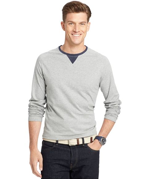 Lyst - Izod Big And Tall Raglan Crew-neck Long-sleeve T-shirt in Gray ...