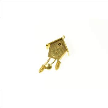 K D German Cuckoo Wall Clock Articulated Yellow Gold Charm Pendant