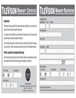 Fillable Online Tilevision Warranty Certifi C Ate Warranty Registration