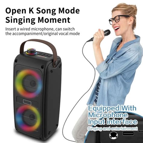 Wireless Portable Karaok Bluetooth Speaker With Mic Microphone Fm