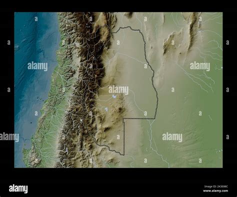 Mendoza Provincia Argentina Mapa De Altura Coloreado En Estilo Wiki