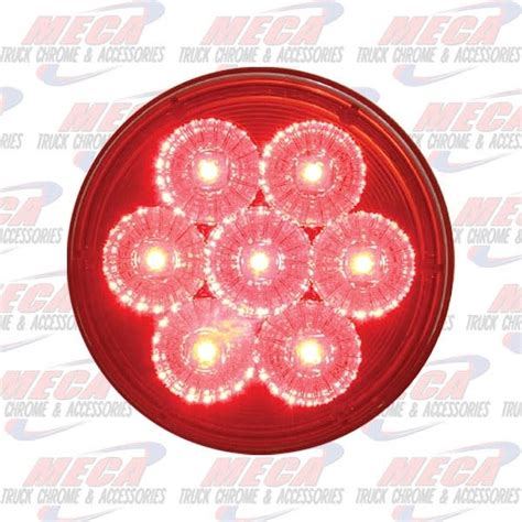 Led 4 Red Eco W 7 Large Diodes And Reflector Meca Truck Chrome