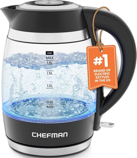 Chefman Rapid Boil 1 8L Cordless Electric Kettle Glass Boiler With LED