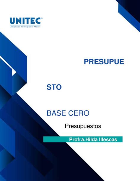 Presupuestos Base Cero Presupue Sto Base Cero Presupuestos Profra