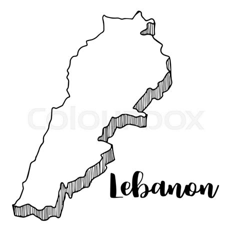 Hand Drawn Of Lebanon Map Vector Stock Vector Colourbox