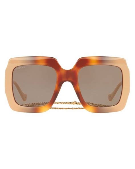 Gucci Tortoiseshell Effect Oversized Frame Sunglasses In Brown Stylemi