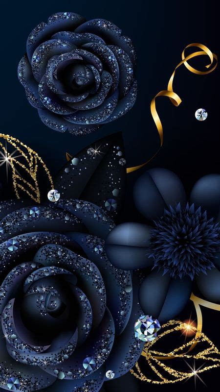 Dark Blue Floral Wallpaper