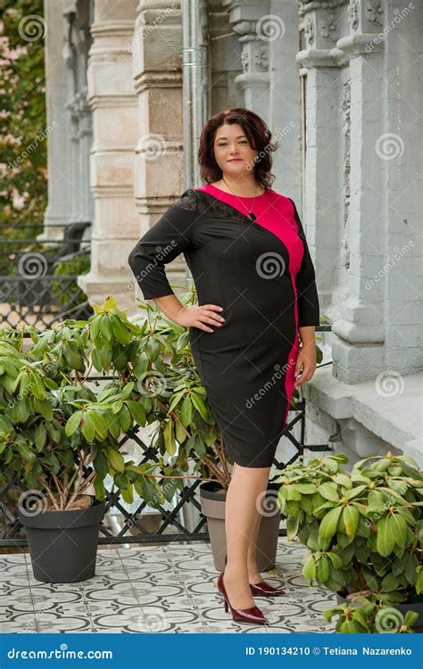 Chubby Mature Plus Size Lady Lifestyle Stock Photo Image Of Cute Autumn