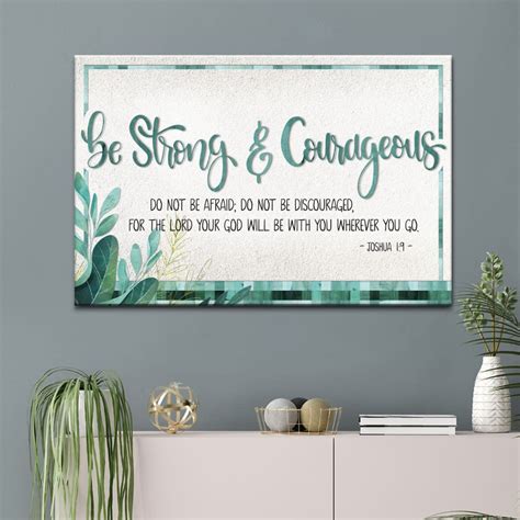 Bible Verse Wall Art Canvas Joshua 19 Be Strong And Courageous Canvas