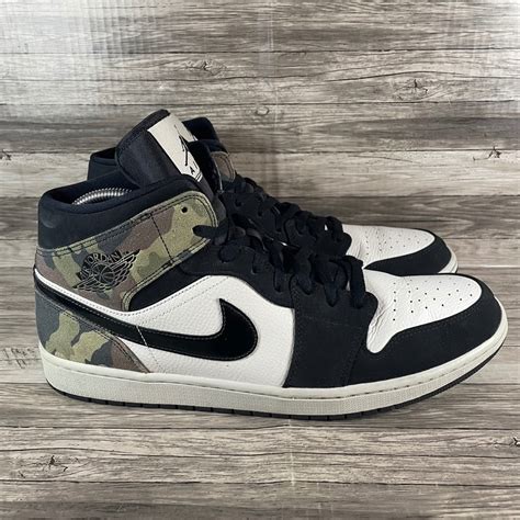 Mens Nike Air Jordan 1 Mid Camo Black Camouflage Whit… - Gem