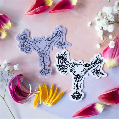 Uterus Sticker Wild Flowers And Milk