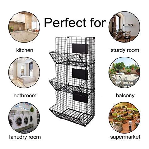 X Cosrack Metal Wire Basket Wall Mount 3 Tier Wall Storage Basket