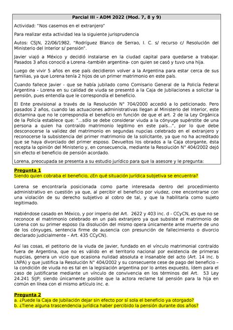 Parcial III ADM 2022 Trabajo Practico Aprobado Derecho