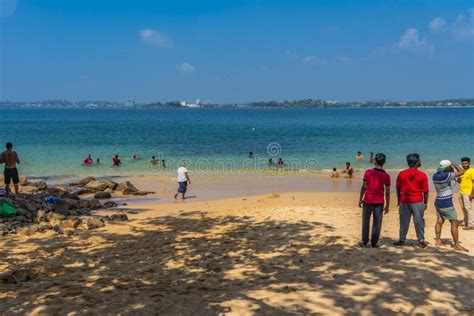 View Of The Jungle Beach At Unawatuna Galle With Calm Water Editorial