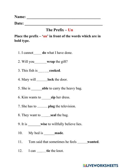 Re And Un Prefix Worksheet Prefix Re And Un Worksheet Un And Re