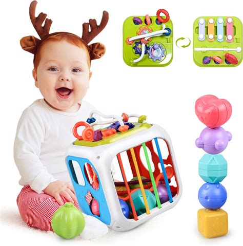 Kizmyee Montessori Toy For Toddler Colorful Sensory Toy Activity Cube