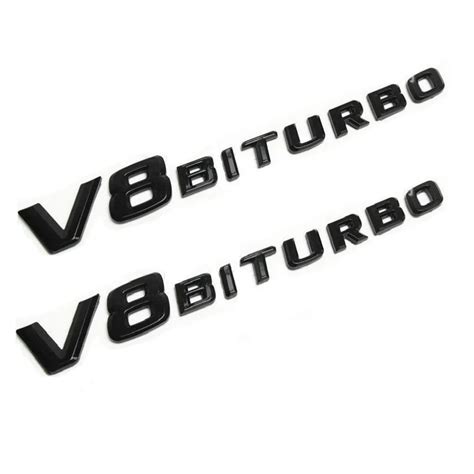 1 Pair Gloss Glossy Black V8 BITURBO Plastic Car Trunk Sides Letters