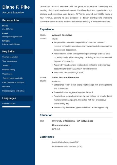 Account Executive Resume—sample And 25 Writing Tips