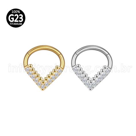 Piercing Argola Gota Tit Nio Segmento Articulado Indiana Zirc Nia