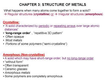 Ppt Chapter Structure Of Metals Powerpoint Presentation Free To